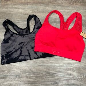 PINK Victoria's Secret Red and Black Racerback Bras